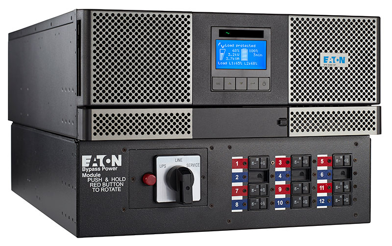 Photo of a System Bypass Module paired with an Eaton 9PX